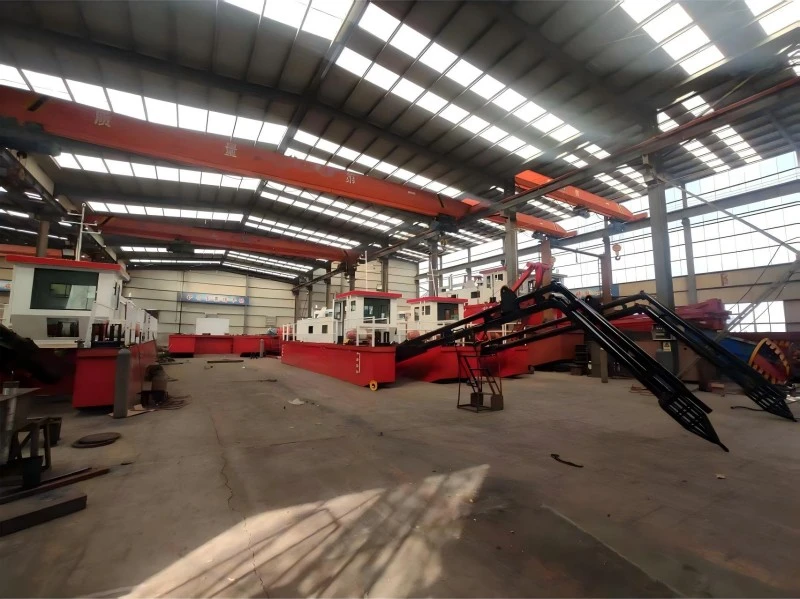 Jet suction sand dredger in operation